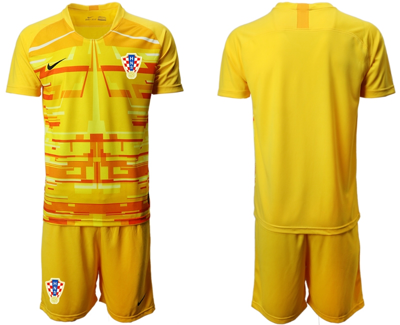 Men 2021 European Cup Croatia yellow goalkeeper Soccer Jerseys1